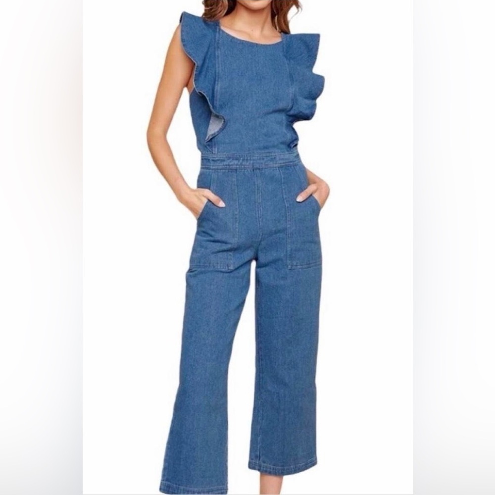🥳 FINAL OFFER 🥳Denim Blue Tie-Back Jumpsuit NWT